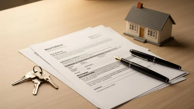 House keys and mortgage paperwork on a desk