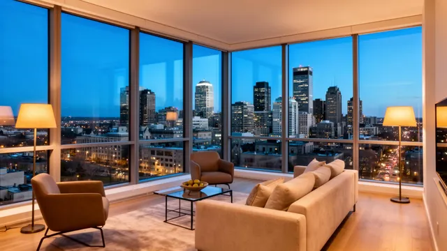 An Ottawa condo interior with a skyline view