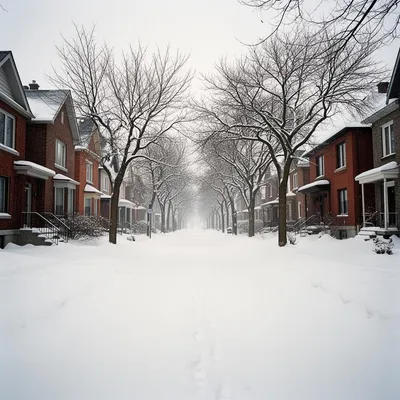 Snow-covered residential Ottawa street in winter